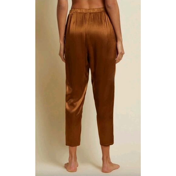 Nation Ltd Womens Madrid Bronze Satin Straight Leg Pull On Pants Sz S Rust Brown - Picture 6 of 10